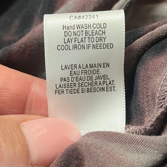 NWT Young Fabulous & Broke Black Pink Tie Dye Key Hole Long Sleeve Blouse M - Picture 9 of 14